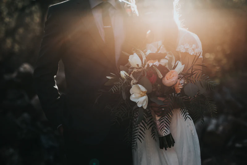 Bride and groom share a quiet moment after the ceremony
