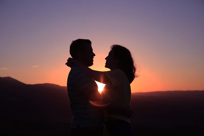 Couple laughing during their engagement shoot